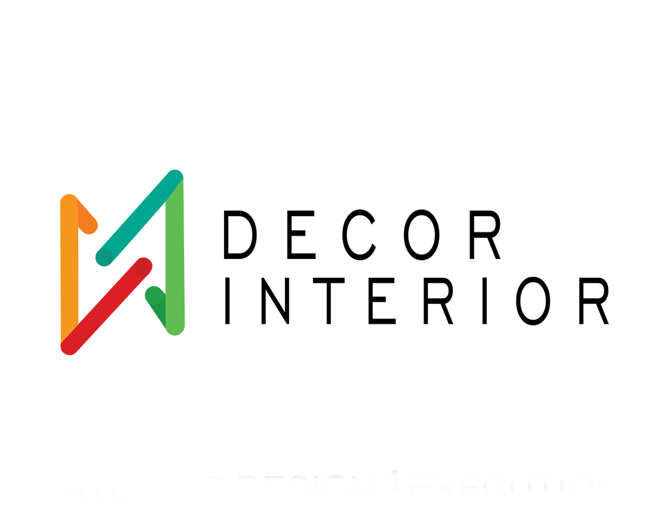 Decor Interior company logo with colorful abstract design and bold black text