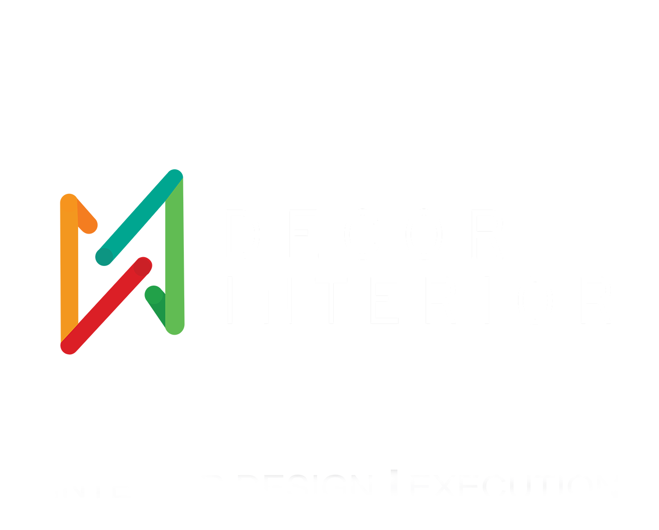 Decor Interior company logo with colorful abstract design and bold black text