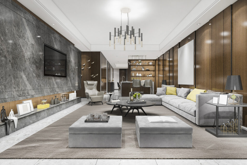 Luxury living room interior design with cozy sofa, warm lighting, and modern décor by Decor Interior