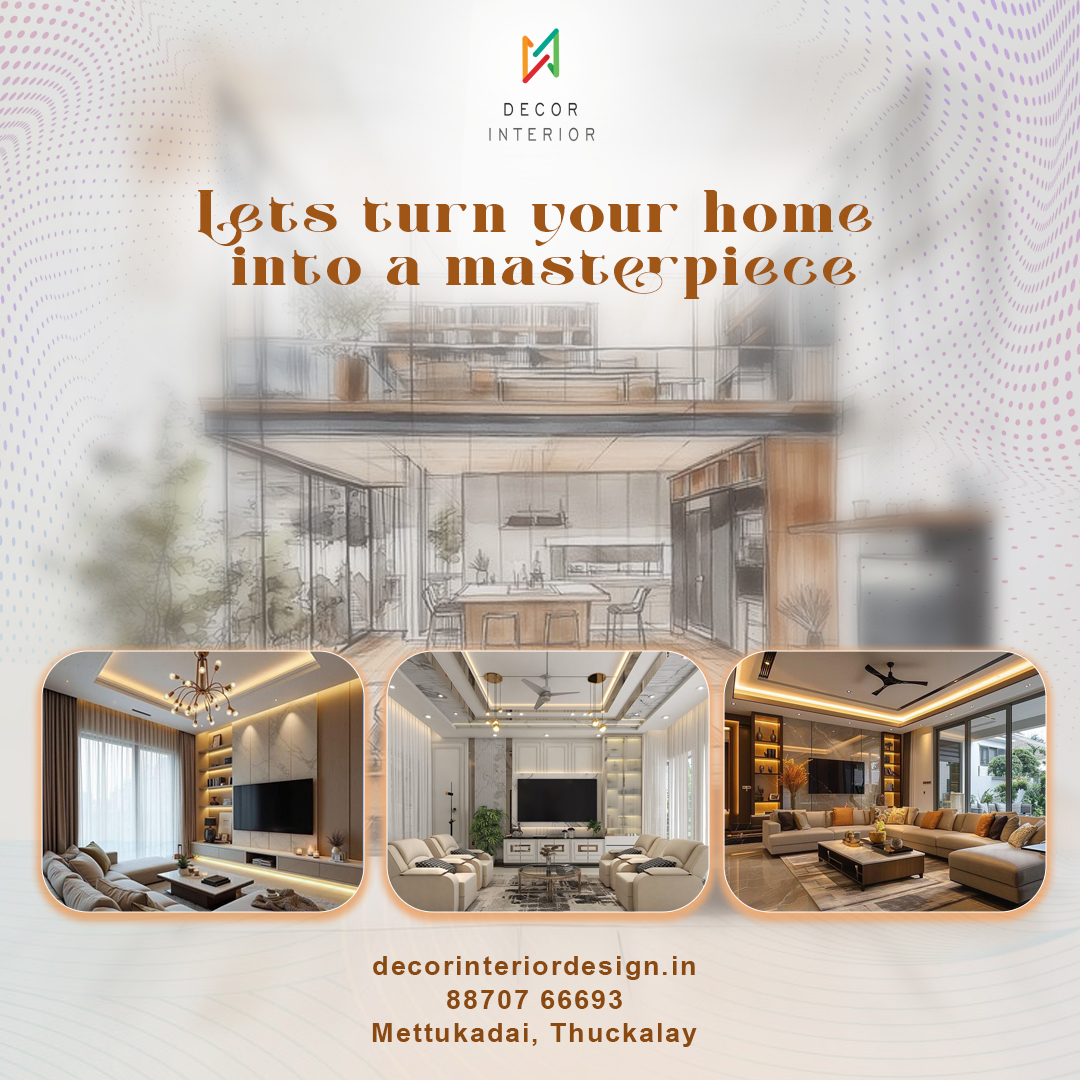 Modern living room and luxury interior design by Decor Interior – best interior designer near me in Thuckalay, marthandam.