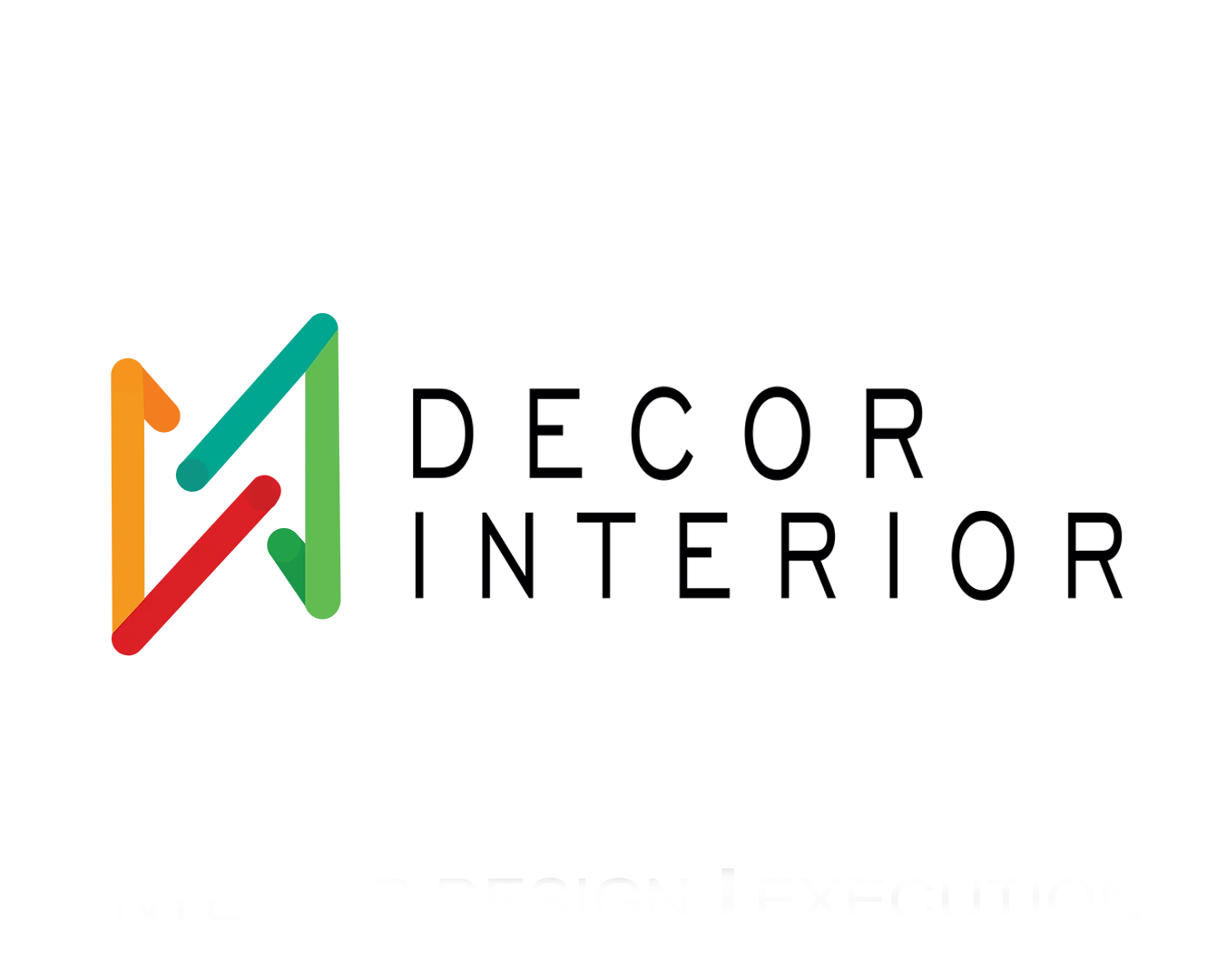 Decor Interior company logo with colorful abstract design and bold black text