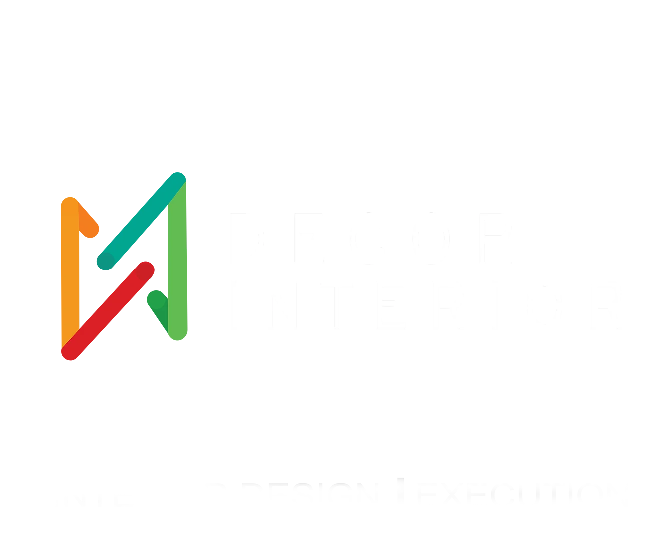 Decor Interior company logo with colorful abstract design and bold black text